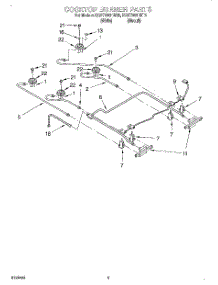 03 - Cooktop Burner parts for Kitchenaid Range KGST300HWH0 from AppliancePartsPros.com