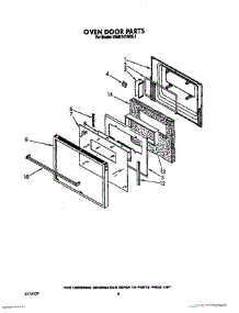 05 - Oven Door parts for Kitchenaid Oven KEBI141WBL1 from AppliancePartsPros.com