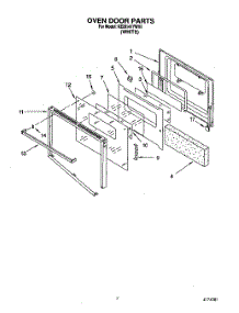 05 - Oven Door parts for Kitchenaid Oven KEBI141YWH1 from AppliancePartsPros.com