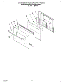 06 - Lower Oven Door parts for Kitchenaid Oven KEBI241BWH2 from AppliancePartsPros.com