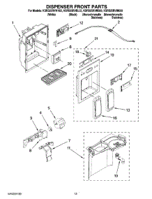 08 - Dispenser Front Parts parts for Kitchenaid Refrigerator KSRS25RVBL03 from AppliancePartsPros.com