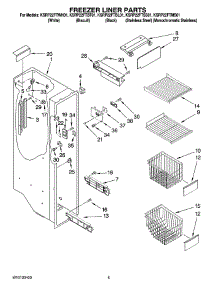 04 - Freezer Liner Parts parts for Kitchenaid Refrigerator KSRP22FTMS01 from AppliancePartsPros.com