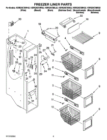 04 - Freezer Liner Parts parts for Kitchenaid Refrigerator KSRS25CSBT02 from AppliancePartsPros.com