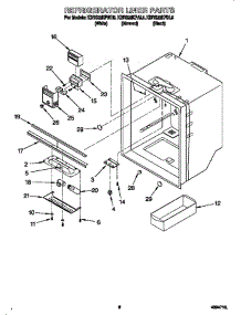 Refrigerator Liner parts for Kitchenaid Refrigerator KBRS22KFAL00 from AppliancePartsPros.com