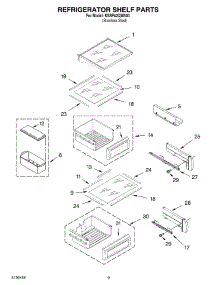 07 - Refrigerator Shelf Parts parts for Kitchenaid Refrigerator KSSP42QMS00 from AppliancePartsPros.com