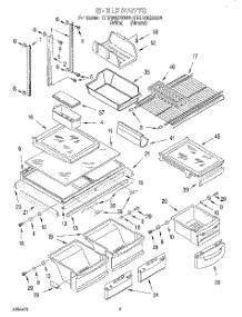 03 - Shelf parts for Kitchenaid Refrigerator KTRP20KDWH05 from AppliancePartsPros.com