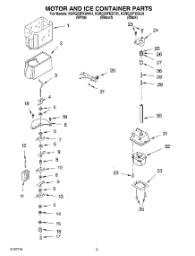 06 - Motor And Ice Container parts for Kitchenaid Refrigerator KSRG22FKBL01 from AppliancePartsPros.com