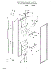 07 - Freezer Door parts for Whirlpool Refrigerator 4KSRS22QFA01 from AppliancePartsPros.com