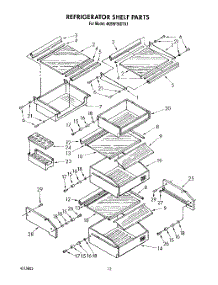 08 - Refrigerator Shelf parts for Whirlpool Refrigerator 4KSRF36DTX1 from AppliancePartsPros.com