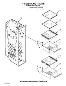 04 - Freezer Liner Parts parts for Kitchenaid Refrigerator KSF26C6XYY02 from AppliancePartsPros.com