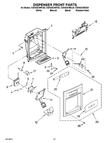 08 - Dispenser Front Parts parts for Kitchenaid Refrigerator KSRA25CNWH02 from AppliancePartsPros.com