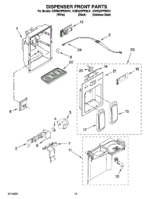 08 - Dispenser Front Parts parts for Kitchenaid Refrigerator KSRN25FRBL01 from AppliancePartsPros.com