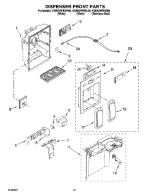 08 - Dispenser Front Parts parts for Kitchenaid Refrigerator KSRN25FRSS00 from AppliancePartsPros.com