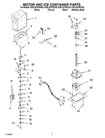 05 - Motor And Ice Container Parts parts for Kitchenaid Refrigerator KSRL25FRWH00 from AppliancePartsPros.com