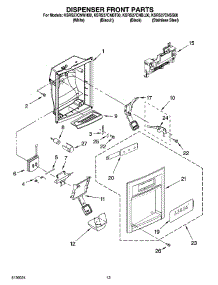 08 - Dispenser Front Parts parts for Kitchenaid Refrigerator KSRS27CNSS00 from AppliancePartsPros.com