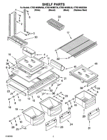 03 - Shelf Parts parts for Kitchenaid Refrigerator KTRS19KMWH00 from AppliancePartsPros.com