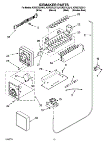 12 - Icemaker Parts, Parts Not Illustrated parts for Kitchenaid Refrigerator KSRS27ILBL13 from AppliancePartsPros.com