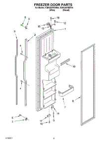 06 - Freezer Door parts for Kitchenaid Refrigerator KSRU22FKBT04 from AppliancePartsPros.com