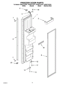 07 - Freezer Door parts for Kitchenaid Refrigerator KSRS27ILBL01 from AppliancePartsPros.com