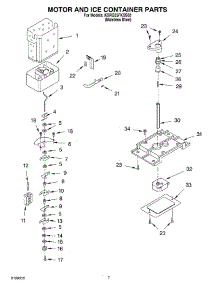 05 - Motor And Ice Container parts for Kitchenaid Refrigerator KSRG25FKSS03 from AppliancePartsPros.com