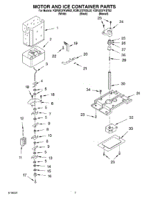 05 - Motor And Ice Container parts for Kitchenaid Refrigerator KSRU25FKWH02 from AppliancePartsPros.com