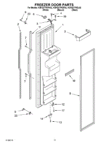 07 - Freezer Door parts for Kitchenaid Refrigerator KSRG27FKWH02 from AppliancePartsPros.com
