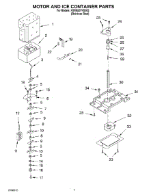 05 - Motor And Ice Container parts for Kitchenaid Refrigerator KSRG25FKSS02 from AppliancePartsPros.com