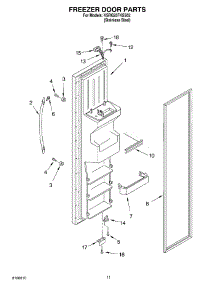 07 - Freezer Door parts for Kitchenaid Refrigerator KSRG25FKSS02 from AppliancePartsPros.com