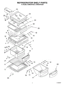 03 - Refrigerator Shelf parts for Kitchenaid Refrigerator KSRB25FKSS01 from AppliancePartsPros.com