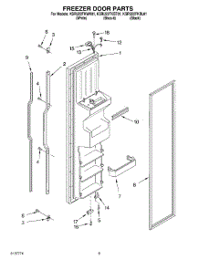 06 - Freezer Door parts for Kitchenaid Refrigerator KSRU22FKBT01 from AppliancePartsPros.com