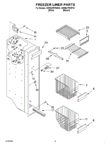 04 - Freezer Liner parts for Kitchenaid Refrigerator KSRD27FKBT01 from AppliancePartsPros.com