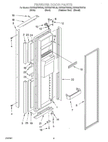 06 - Freezer Door parts for Kitchenaid Refrigerator KSRB22FHSS05 from AppliancePartsPros.com