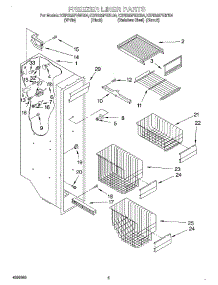 04 - Freezer Liner parts for Kitchenaid Refrigerator KSRB25FHBL04 from AppliancePartsPros.com