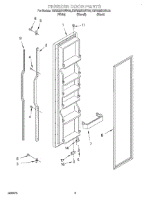 06 - Freezer Door parts for Kitchenaid Refrigerator KSRS25KGBT03 from AppliancePartsPros.com