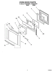 03 - Oven Door Parts parts for Whirlpool Oven YKEBS208DW7 from AppliancePartsPros.com