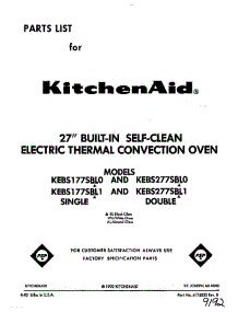 Front Cover parts for Kitchenaid Wall Oven KEBS177SBL1 from AppliancePartsPros.com