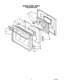 07 - Oven Door parts for Kitchenaid Oven KEMS376TWH2 from AppliancePartsPros.com