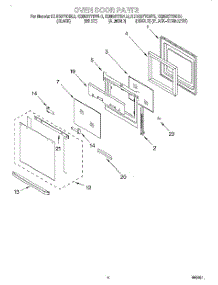 03 - Oven Door parts for Kitchenaid Oven KEMS377DBT6 from AppliancePartsPros.com
