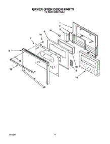 05 - Upper Oven Door parts for Kitchenaid Oven KEBI271XBL3 from AppliancePartsPros.com