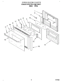 03 - Oven Door parts for Kitchenaid Oven KEBI171BBL1 from AppliancePartsPros.com