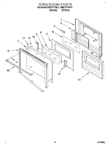 03 - Oven Door parts for Kitchenaid Oven KEBI171YWH4 from AppliancePartsPros.com