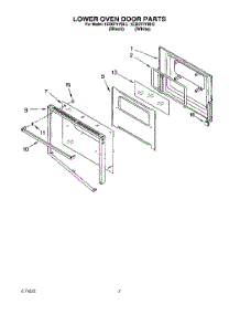 05 - Lower Oven Door parts for Kitchenaid Oven KEBI271YWH3 from AppliancePartsPros.com