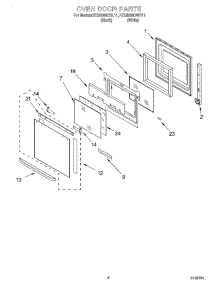 03 - Oven Door parts for Kitchenaid Oven KEBI206DWH11 from AppliancePartsPros.com