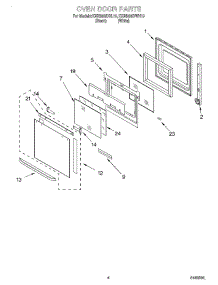 03 - Oven Door parts for Kitchenaid Oven KEBI206DWH10 from AppliancePartsPros.com