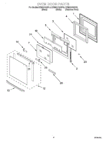 03 - Oven Door parts for Kitchenaid Oven KEMS378GWH3 from AppliancePartsPros.com