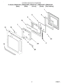 03 - Oven Door parts for Kitchenaid Oven KEMS307GBS1 from AppliancePartsPros.com