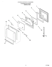 03 - Oven Door parts for Kitchenaid Oven KEBS177DSS8 from AppliancePartsPros.com