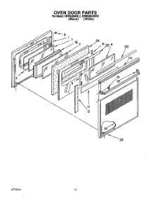 08 - Oven Door parts for Kitchenaid Oven KEMS306XWH2 from AppliancePartsPros.com