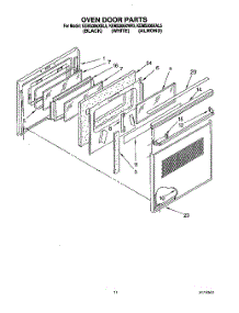 08 - Oven Door parts for Kitchenaid Oven KEMS306XBL5 from AppliancePartsPros.com