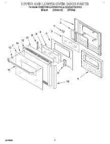 05 - Upper And Lower Oven Door parts for Kitchenaid Oven KEBS277BWH0 from AppliancePartsPros.com